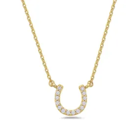 14K Yellow Gold Horseshoe Diamond Necklace