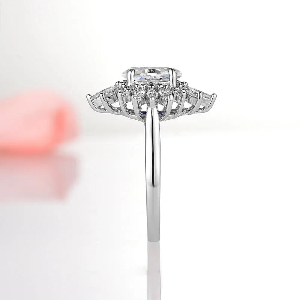 Aurora White Sapphire Ring- Sterling Silver