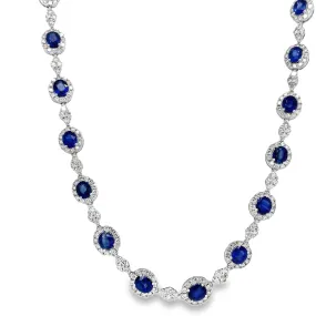 Blue Sapphire and Diamond Elegant Necklace