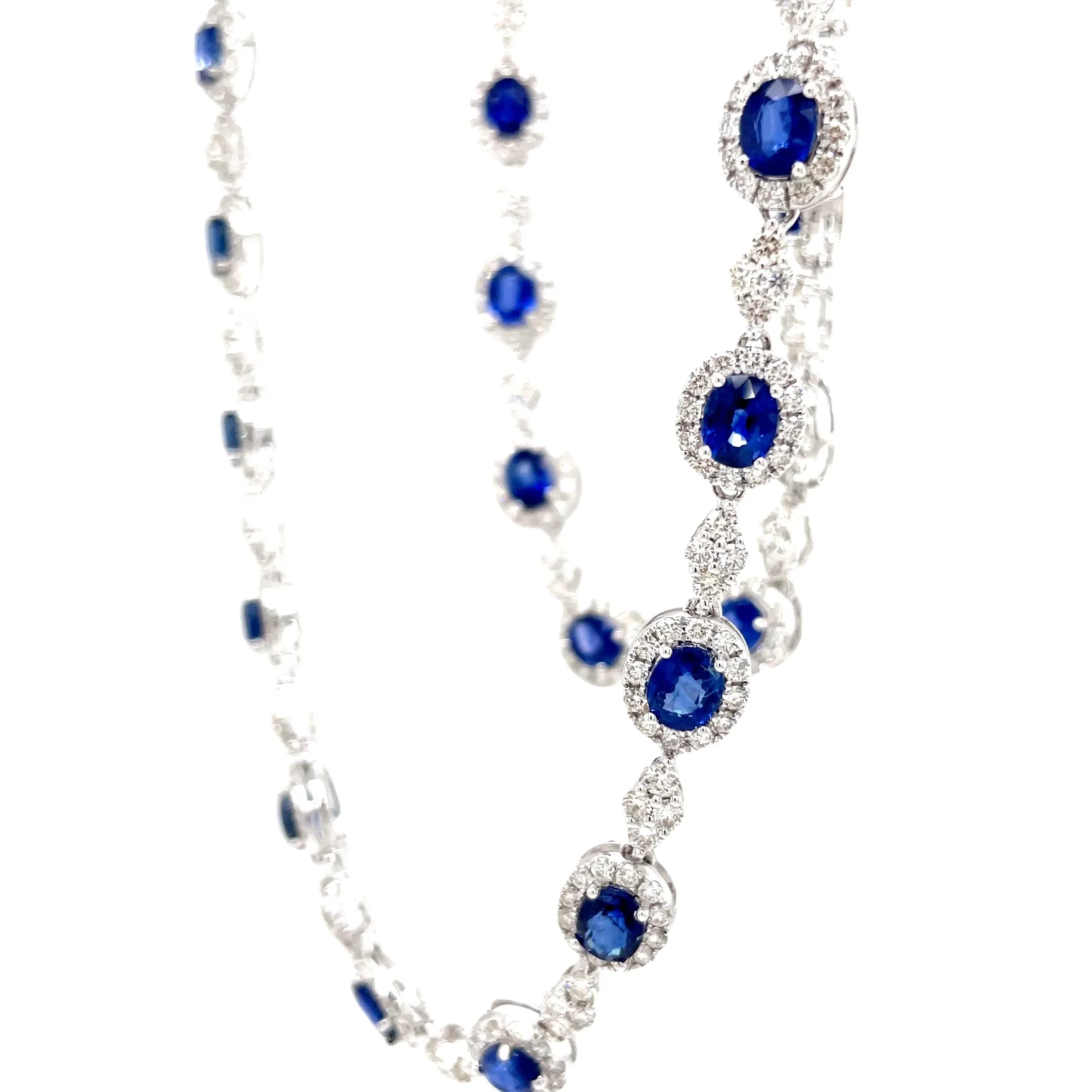 Blue Sapphire and Diamond Elegant Necklace