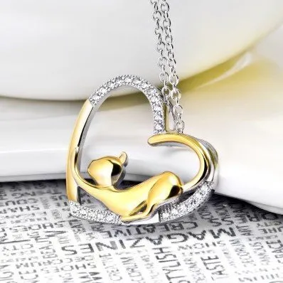 Cat Heart Necklace
