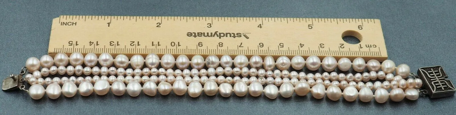 Dyed Freshwater Pearl Sterling Silver Four Strand Bracelet