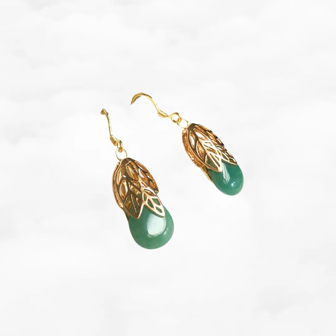Gold Leaf Aventurine Earrings