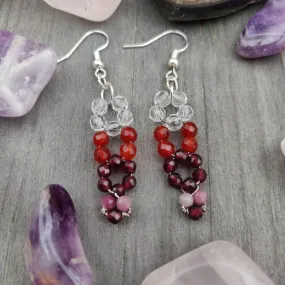 Handmade Gemstone Earrings - Clear Quartz, Carnelian, Garnet, & Pink Tourmaline