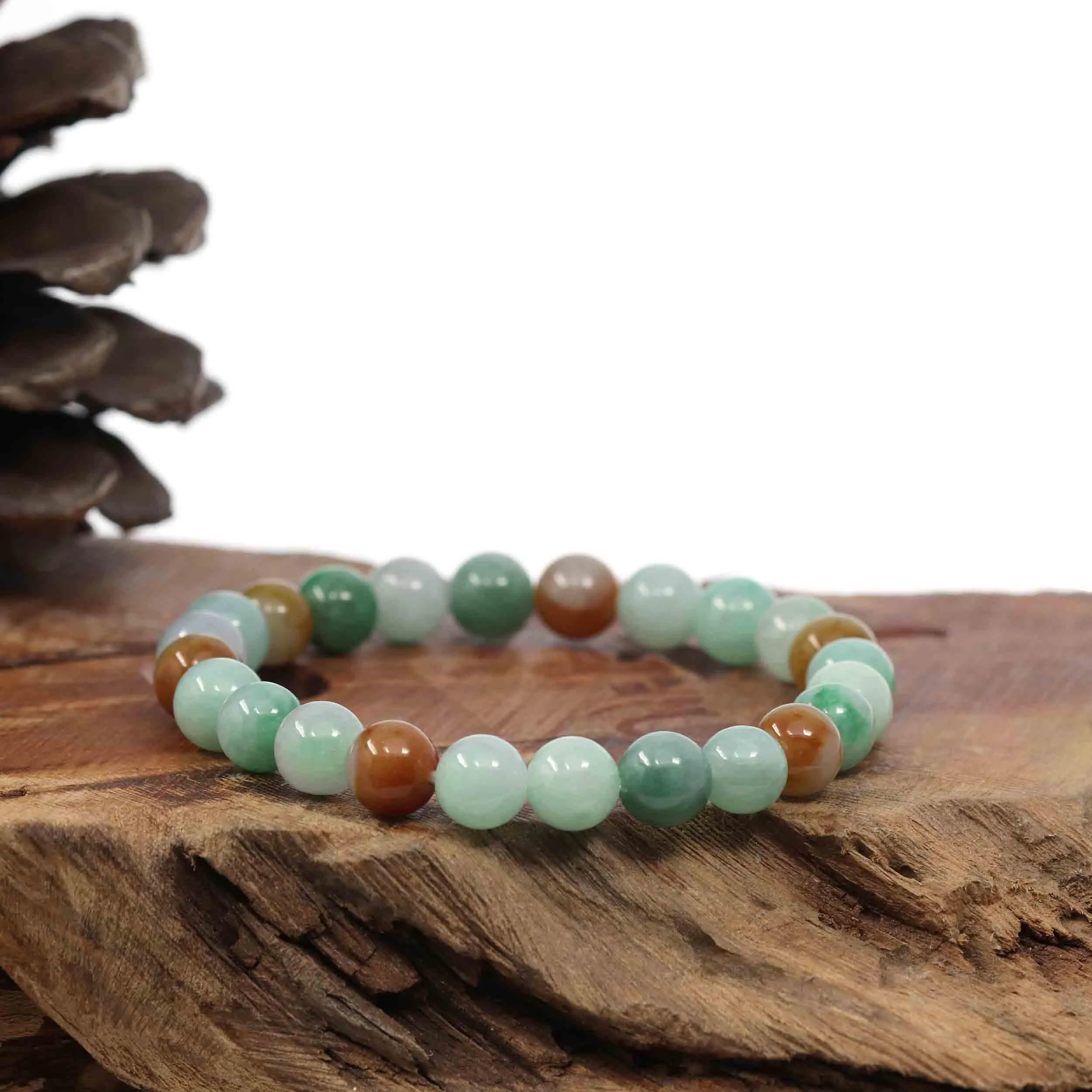 High Genuine Jadeite Jade Round Multiple Colors Beads Bracelet ( 8 mm)