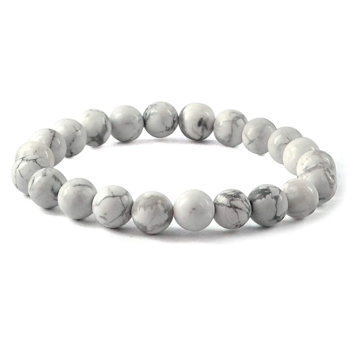 Howlite Natural Gemstone Bracelet Semi precious 6 mm Beads Feng Shui Crystal Chakra Aura Personal Reiki Healing Crystals