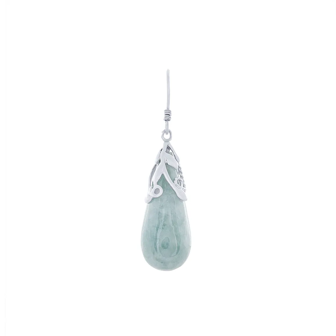 Jade Drop Hook Earrings in Sterling Silver