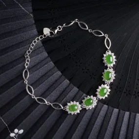 Natural Jade Bracelet Nephrite Silver Bracelet ZNB161 ZNB161