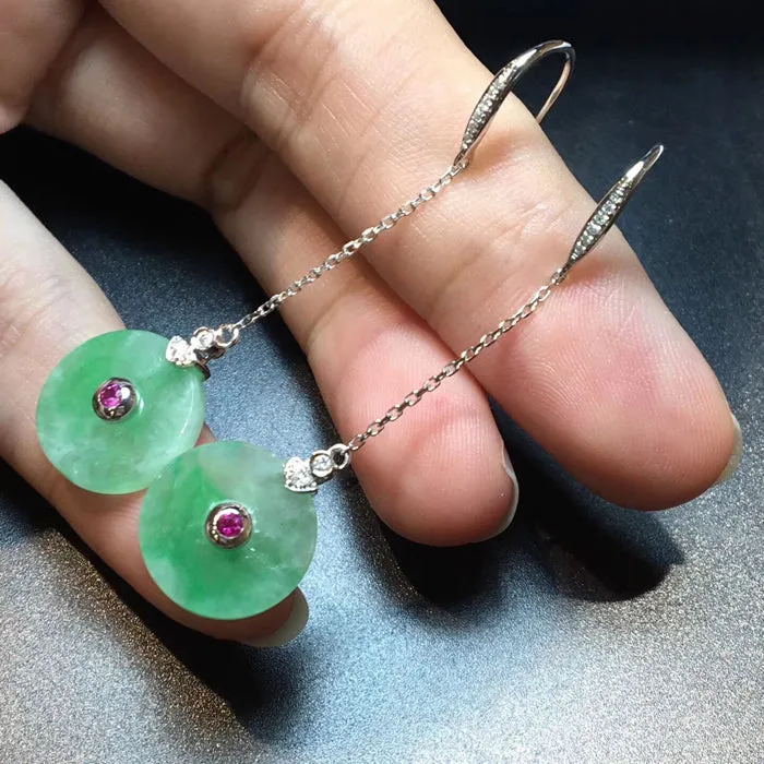 Natural Jade Earrings Jadeite Earrings NEG54