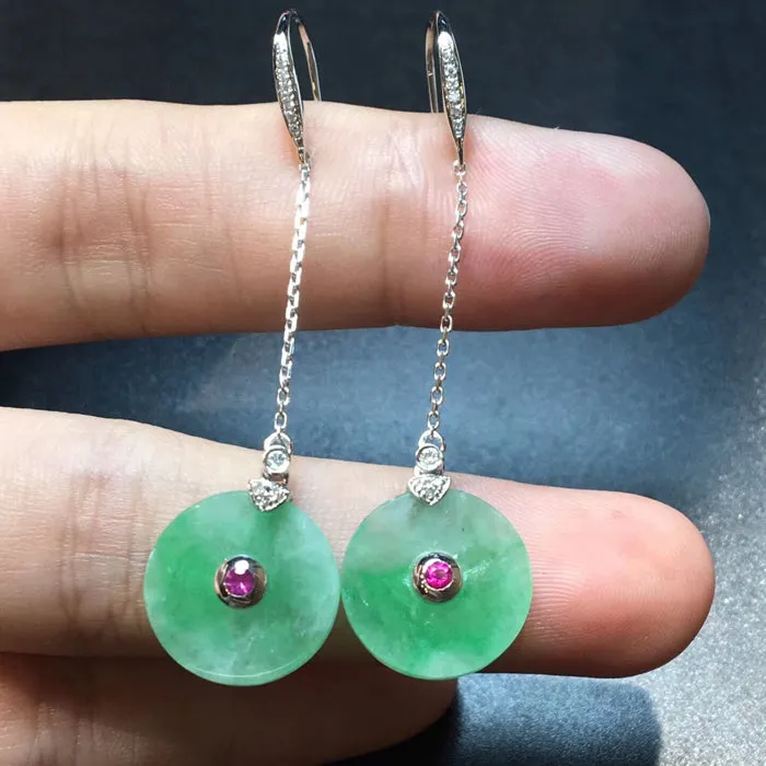 Natural Jade Earrings Jadeite Earrings NEG54