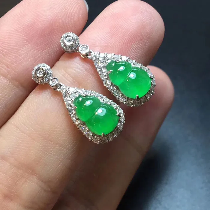 Natural Jade Earrings Jadeite Earrings NEG67