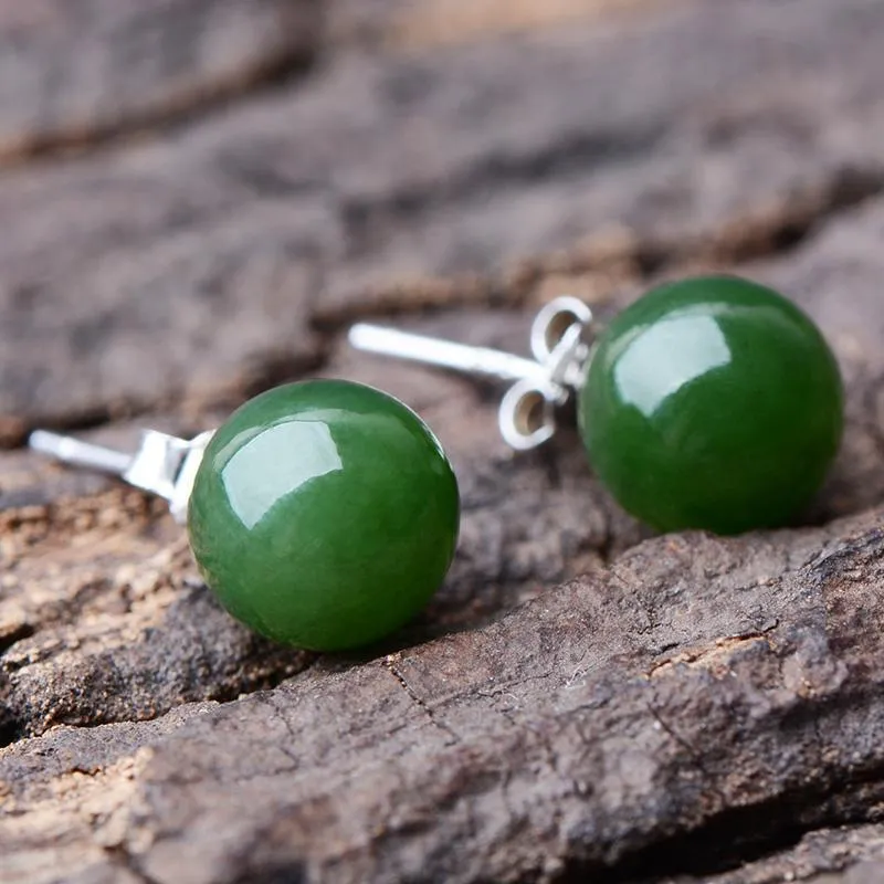 Natural Jade Earrings Nephrite Silver Earrings NE159