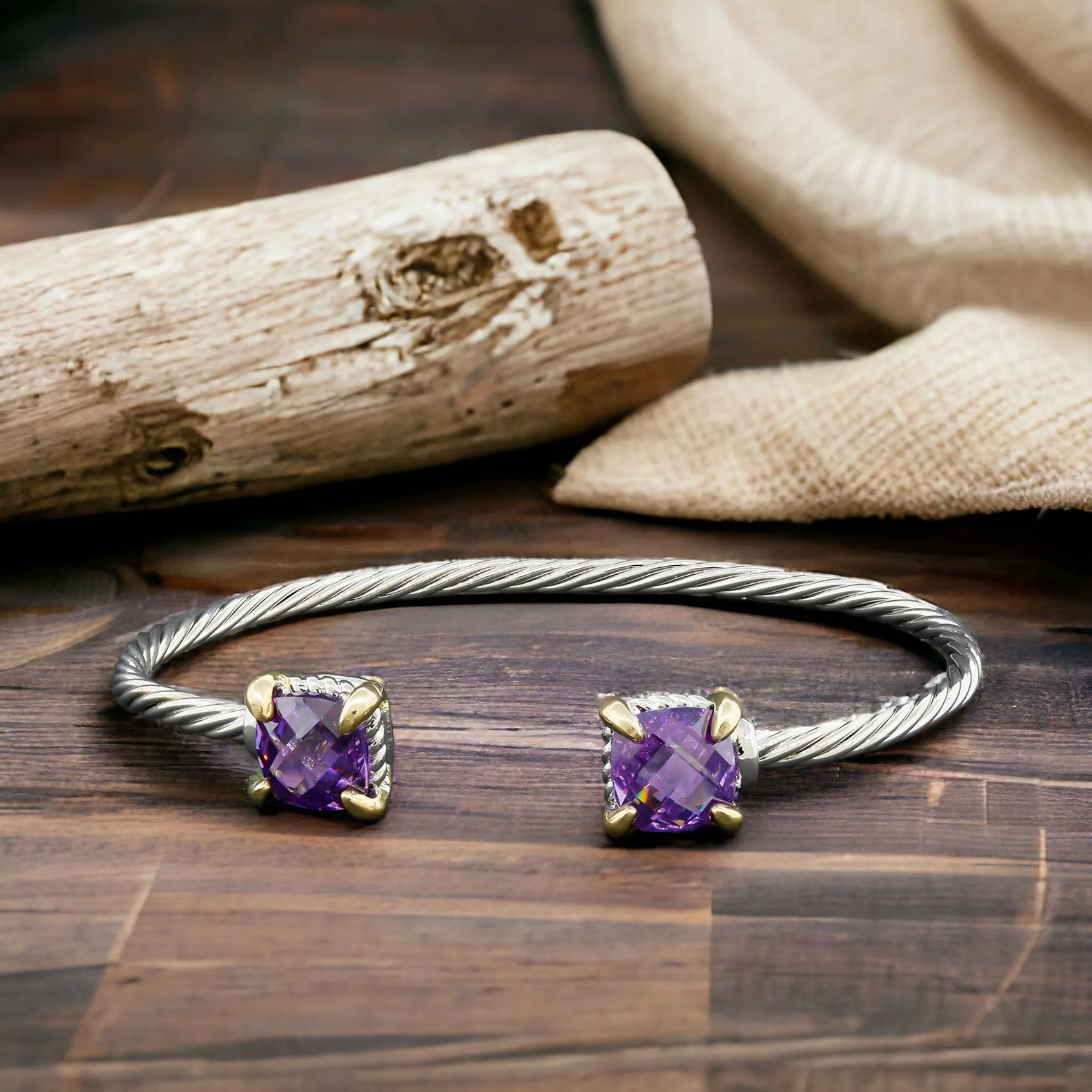 Open Double Metal Bangle Bracelet