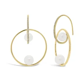 Pearl & Diamond Double Hoop Earrings