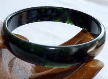 Rare "Luminous"  Chinese Jade Deep Deep Green Jade Bangle Bracelet 58mm (NJL2237)