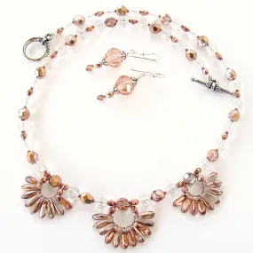 Shirisha: Rose Gold Flower Necklace Set