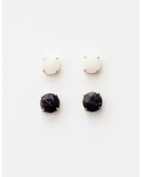 Stella   Gemma - Black & White Jade Earring