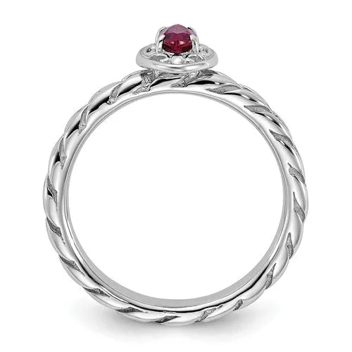 Sterling Silver Stackable Expressions Created Ruby Marquise Ring