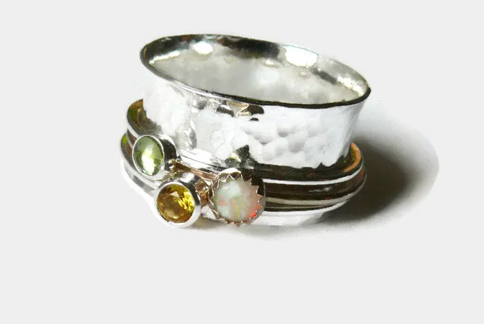 Three Stone Spinner Ring