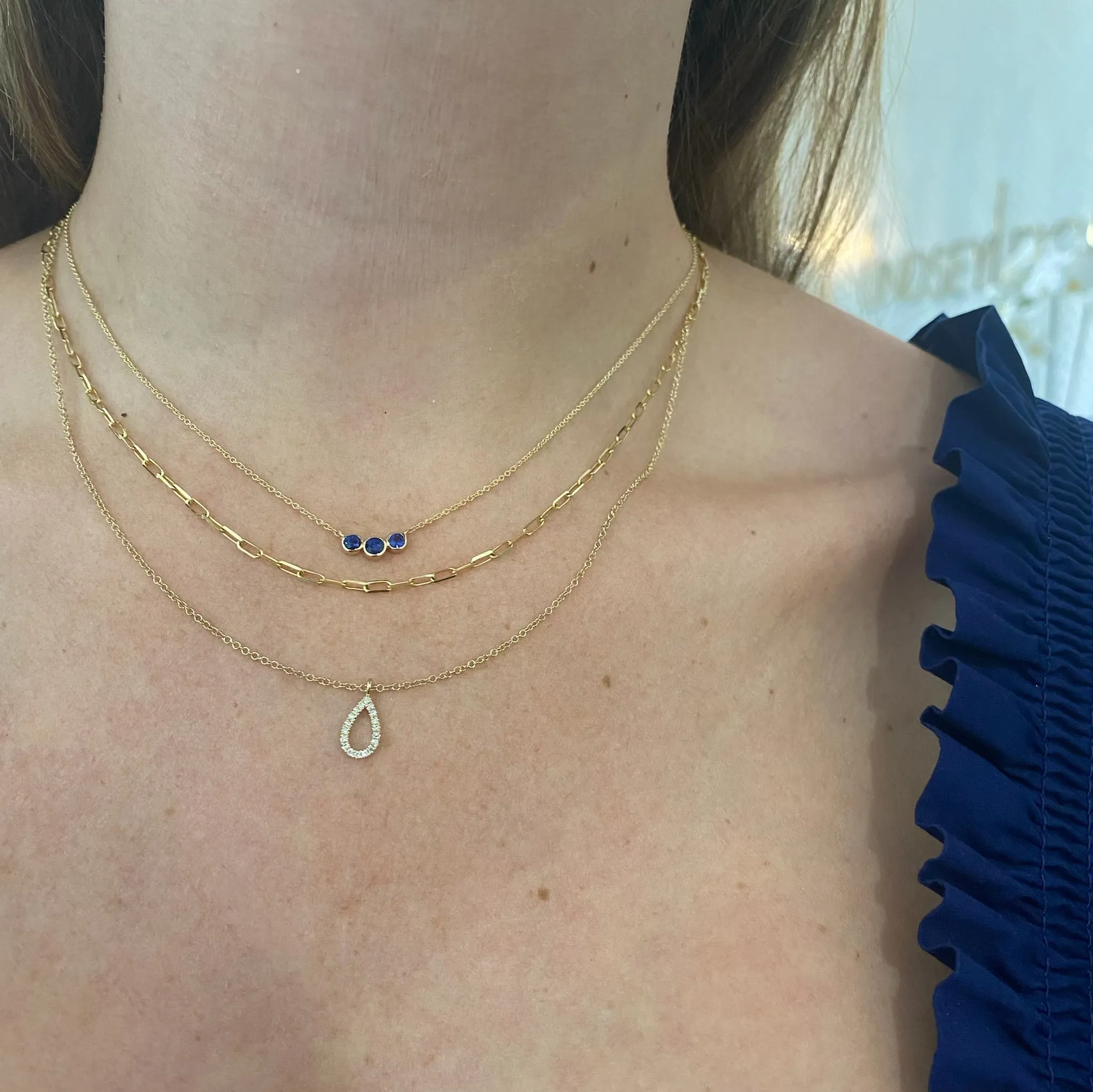 Triple Gemstone Bubble Necklace