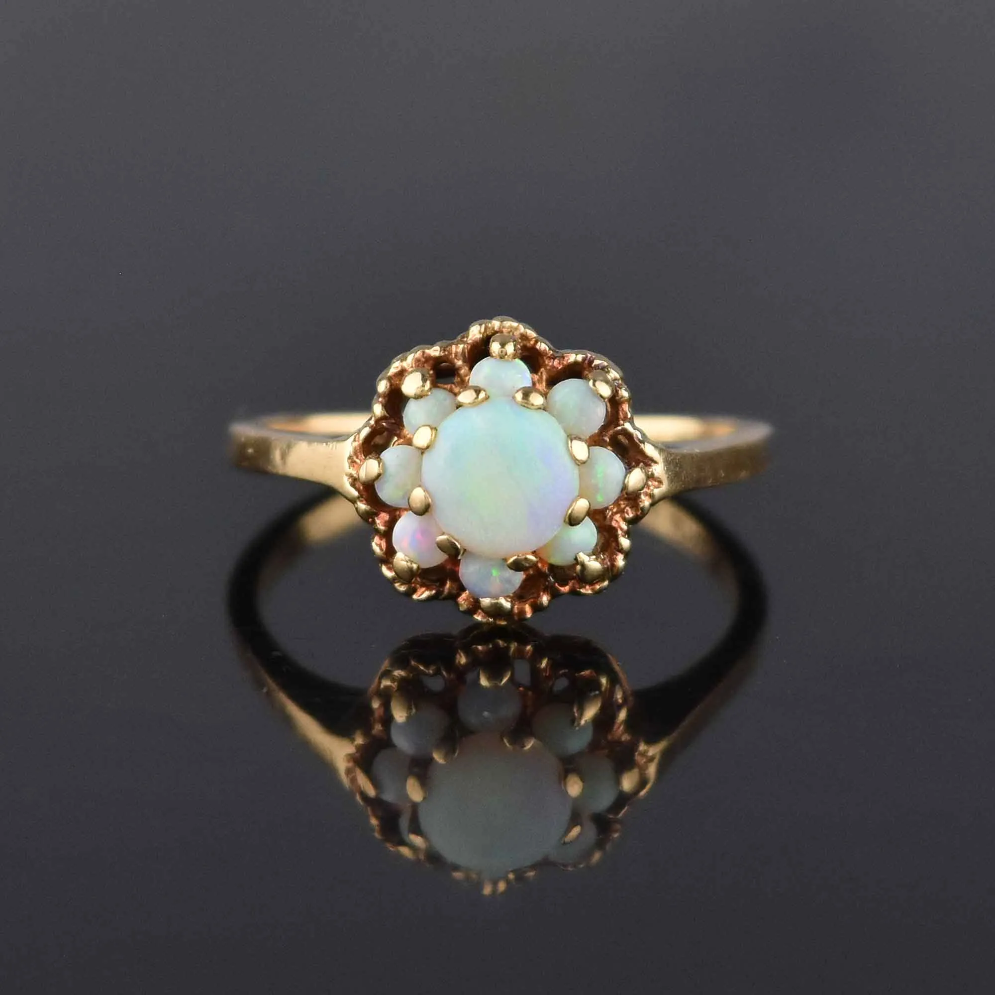 Vintage Estate Gold Opal Cluster Cocktail Ring