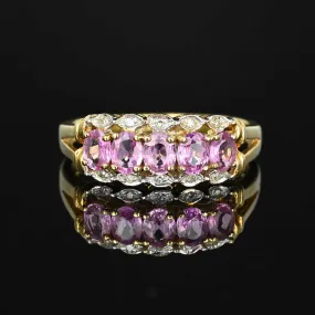 Vintage Pink Sapphire Diamond Accent Ring in Gold