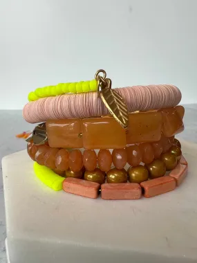 Yellow and Citrus Wrap Bracelet